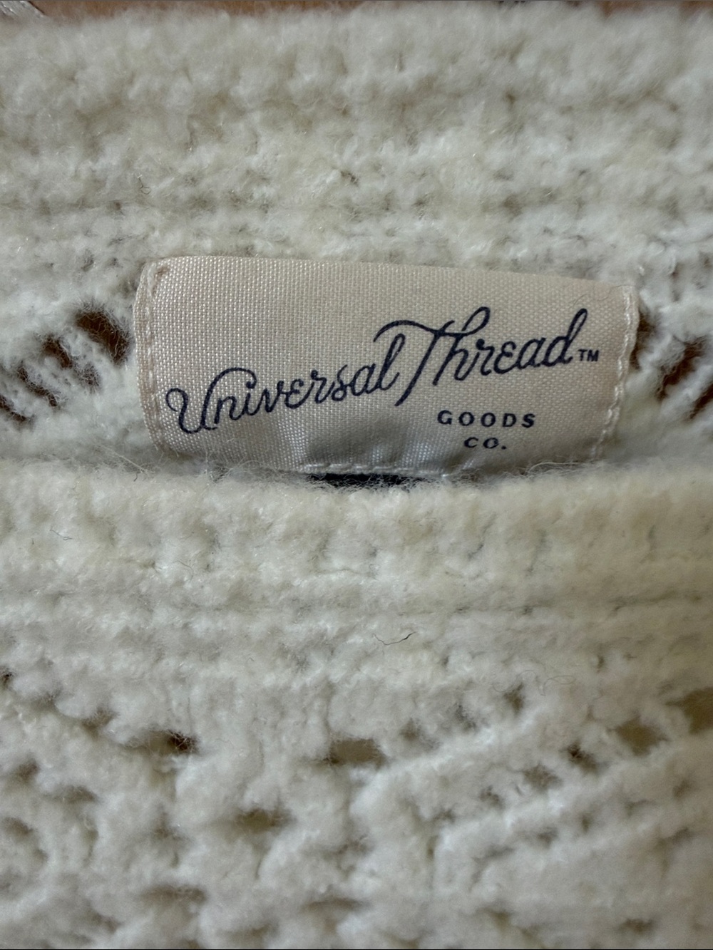 Universal Thread Cream Open-Knit Crewneck Sweater - Picture 2 of 3
